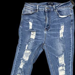 High rise wax jeans